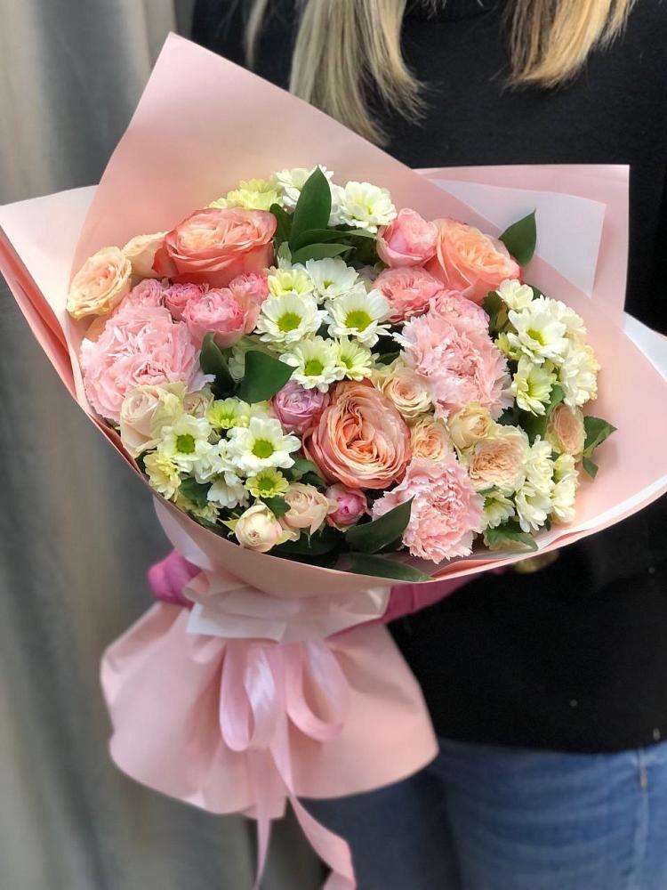 Букет цветов из: Гвоздики, Розы и Хризантемы в Шипуново