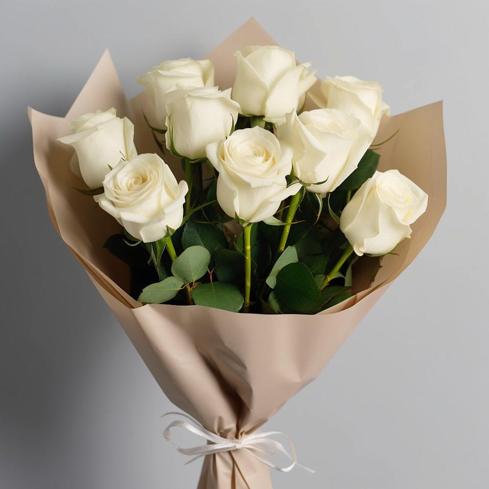 Букет 9 Белых роз Эдлесс Лав в Шипуново